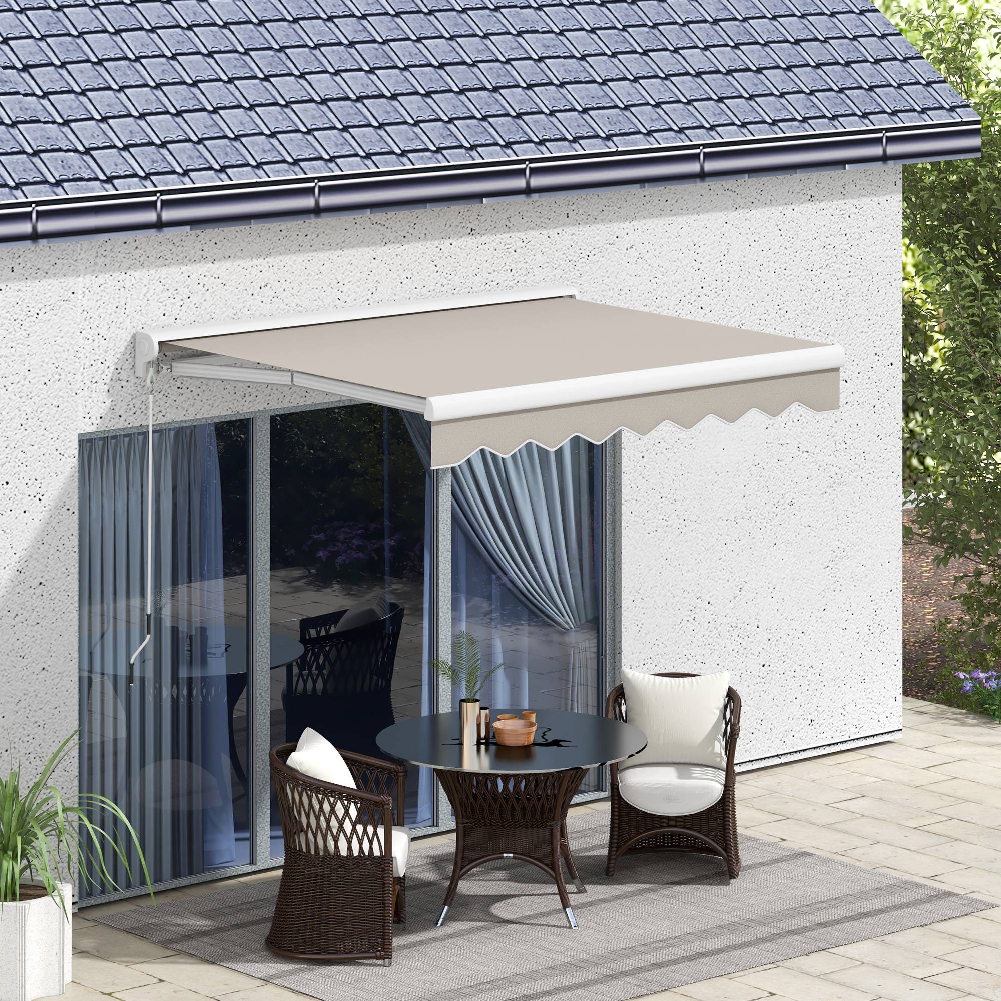 Store Banne Électrique Rétractable 250 x 200 cm, Télécommande et Manivelle, Structure Aluminium Portable, Couleur Crème - Image 3