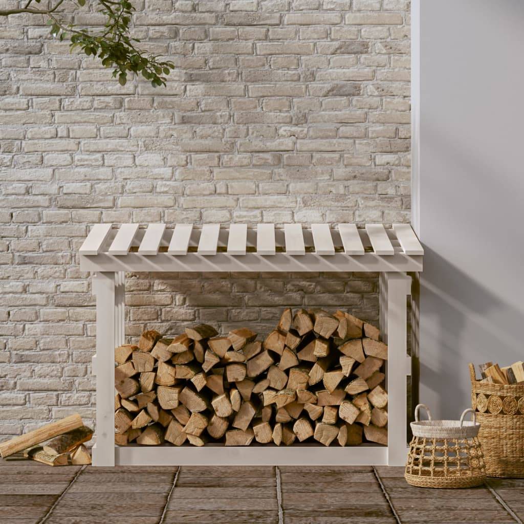 Abri Bûches en Bois de Pin Blanc Rangement Extérieur pour Cheminée 108x65x77cm - ComfortXL Outdoor Living - Image 3