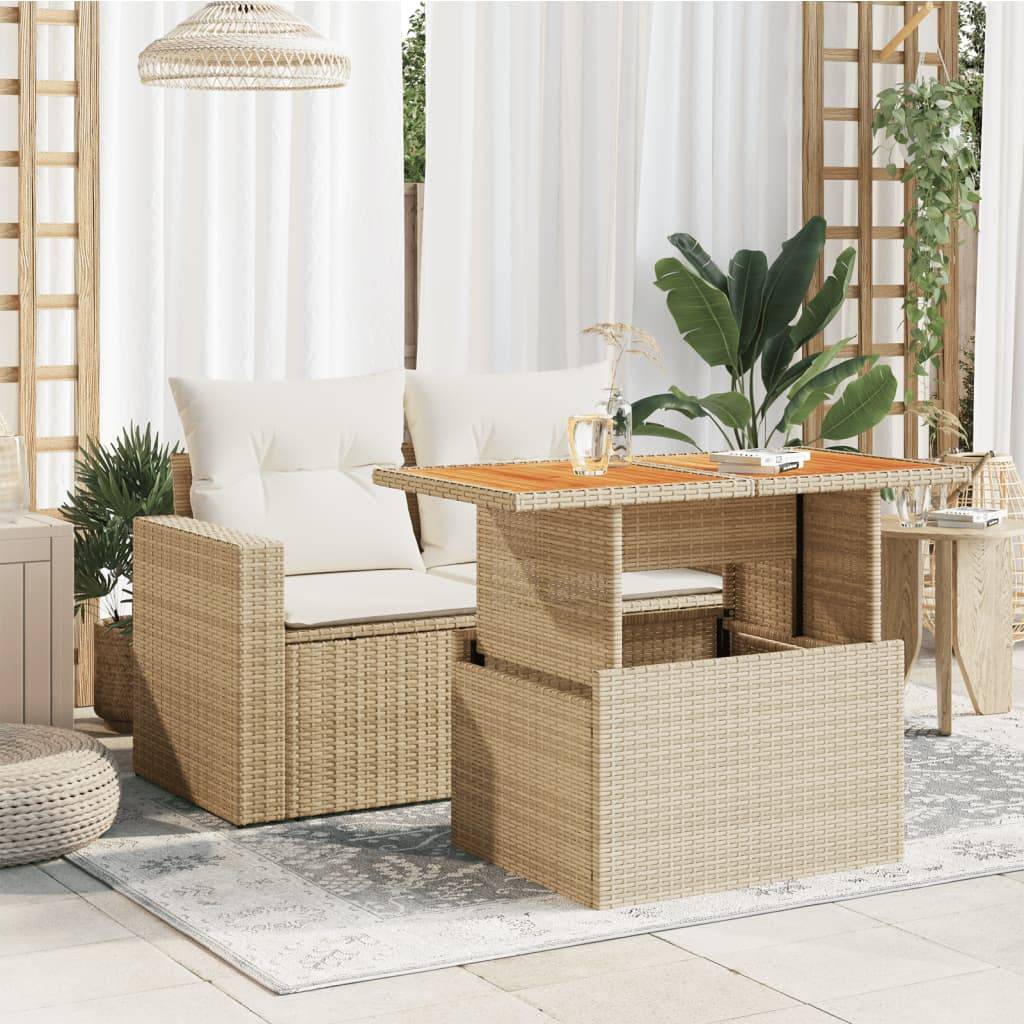 ComfortXL - Table de Jardin Relevable Beige avec Plateau en Bois d'Acacia Massif, Hauteur Réglable – ComfortXL Outdoor Living - Image 3