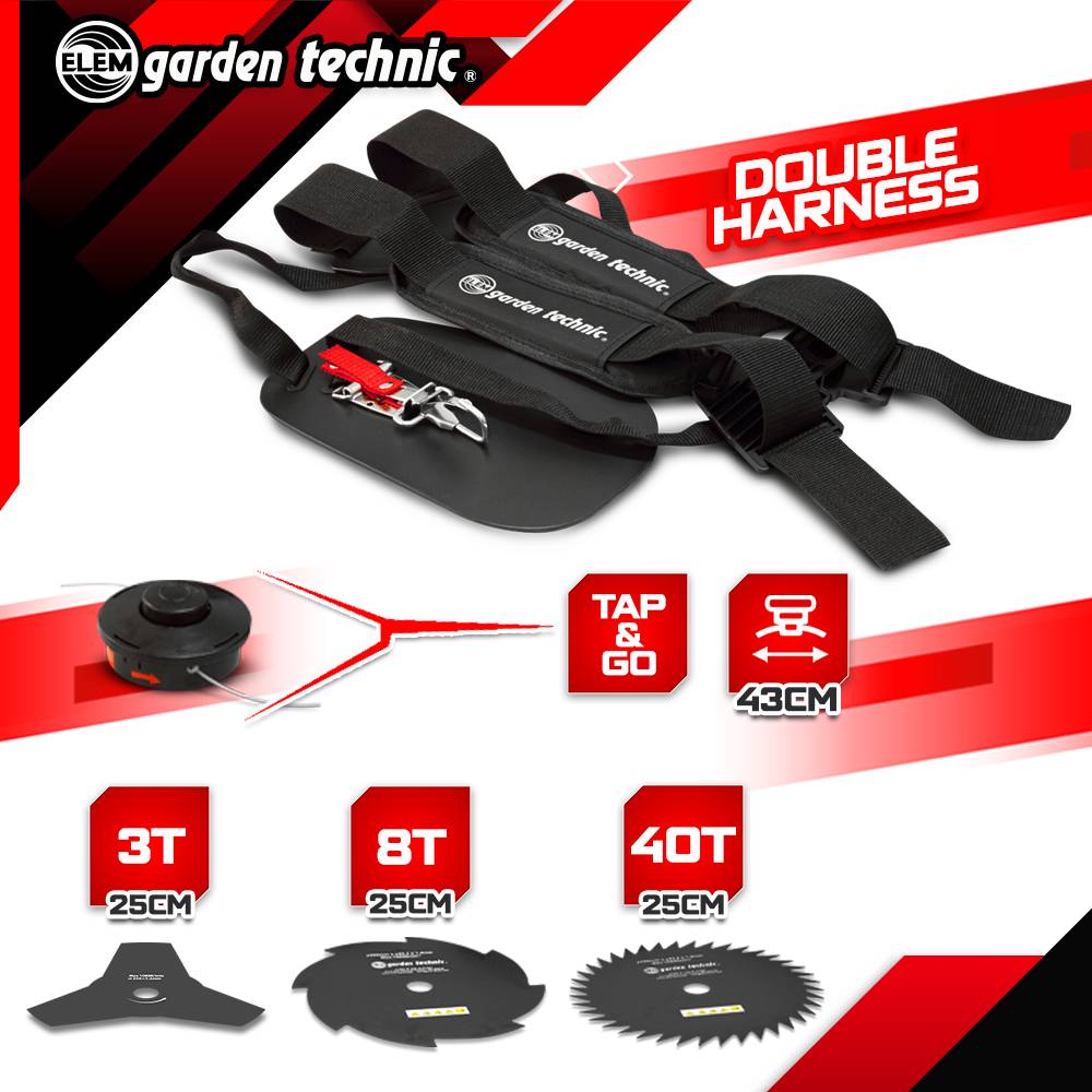 Elem Garden Technic - Débroussailleuse thermique 52 cm³ avec bobine, 3 lames et harnais – ELEM Garden Technic - Image 3