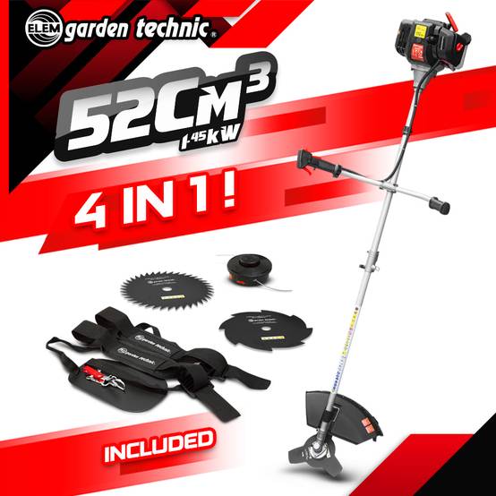 Elem Garden Technic - Débroussailleuse thermique 52 cm³ avec bobine, 3 lames et harnais – ELEM Garden Technic - Image 2