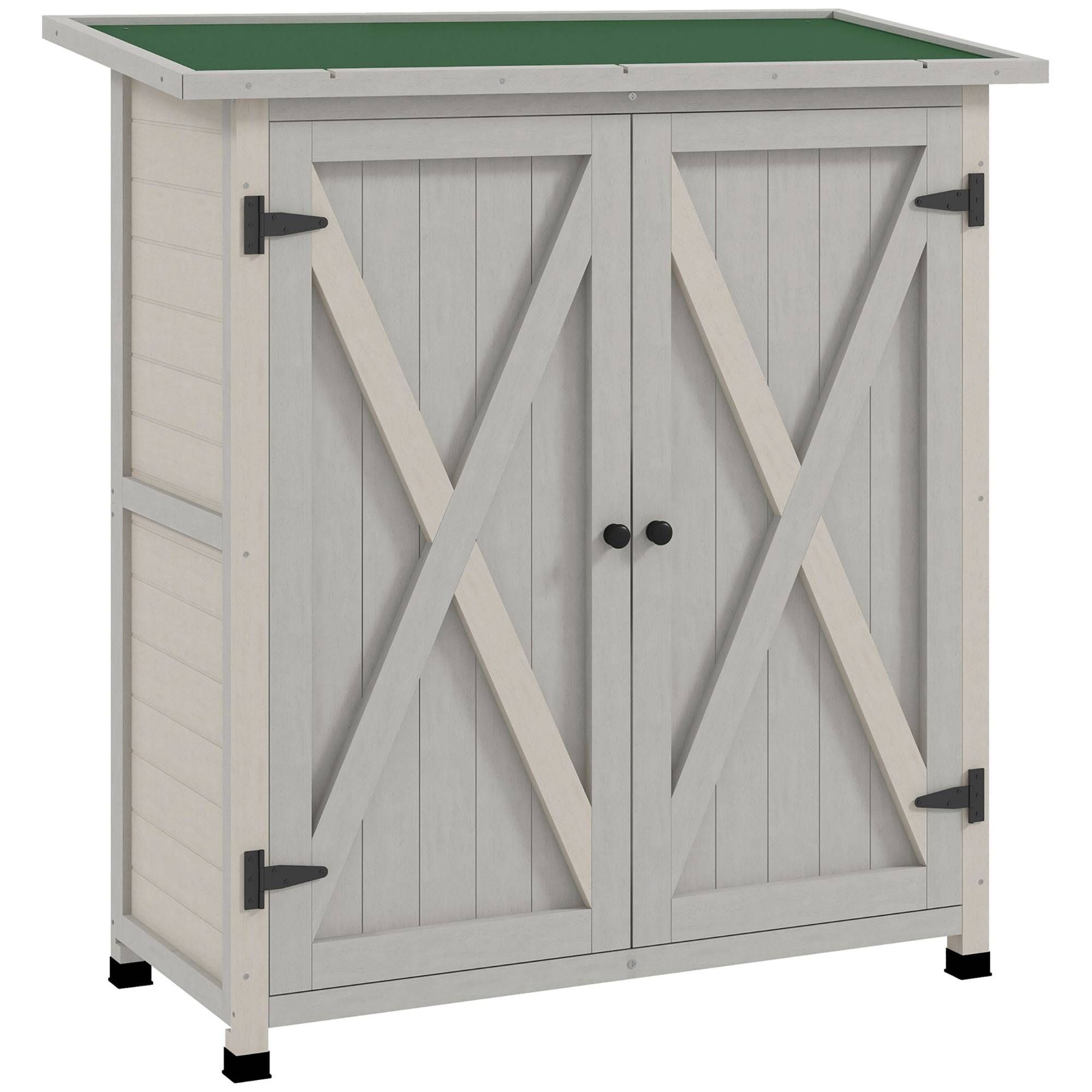 Armoire de jardin bois extérieur 2 portes étagères toit incliné 110x117cm - ComfortXL Outdoor Living - Image 1