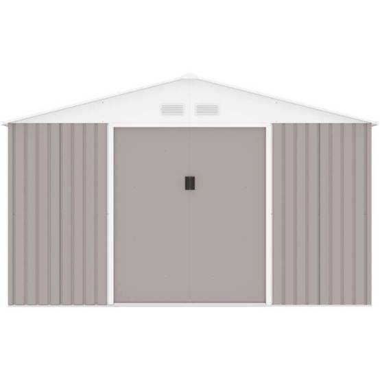 Sans Marque - Abri de jardin en métal 15,16 m² - 340 x 446 x 210 - SATURNE - Kit d'ancrage inclus, 2 portes coulissantes - Taupe - Image 3