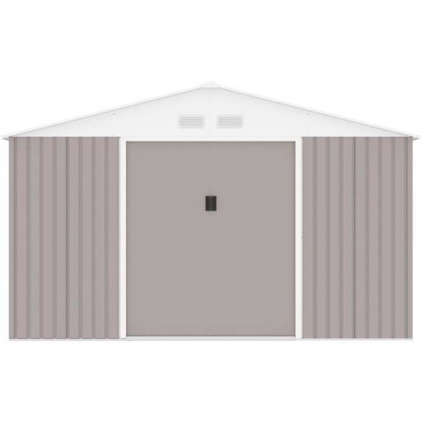 Sans Marque - Abri de jardin en métal 15,16 m² - 340 x 446 x 210 - SATURNE - Kit d'ancrage inclus, 2 portes coulissantes - Taupe - Image 3