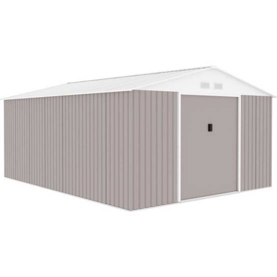 Sans Marque - Abri de jardin en métal 15,16 m² - 340 x 446 x 210 - SATURNE - Kit d'ancrage inclus, 2 portes coulissantes - Taupe - Image 1