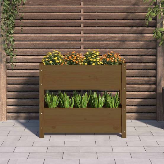 Jardinière | Pot de fleurs | Cache-pot | Bac à fleurs Marron miel 77x25x66 cm Bois massif de pin - Image 3