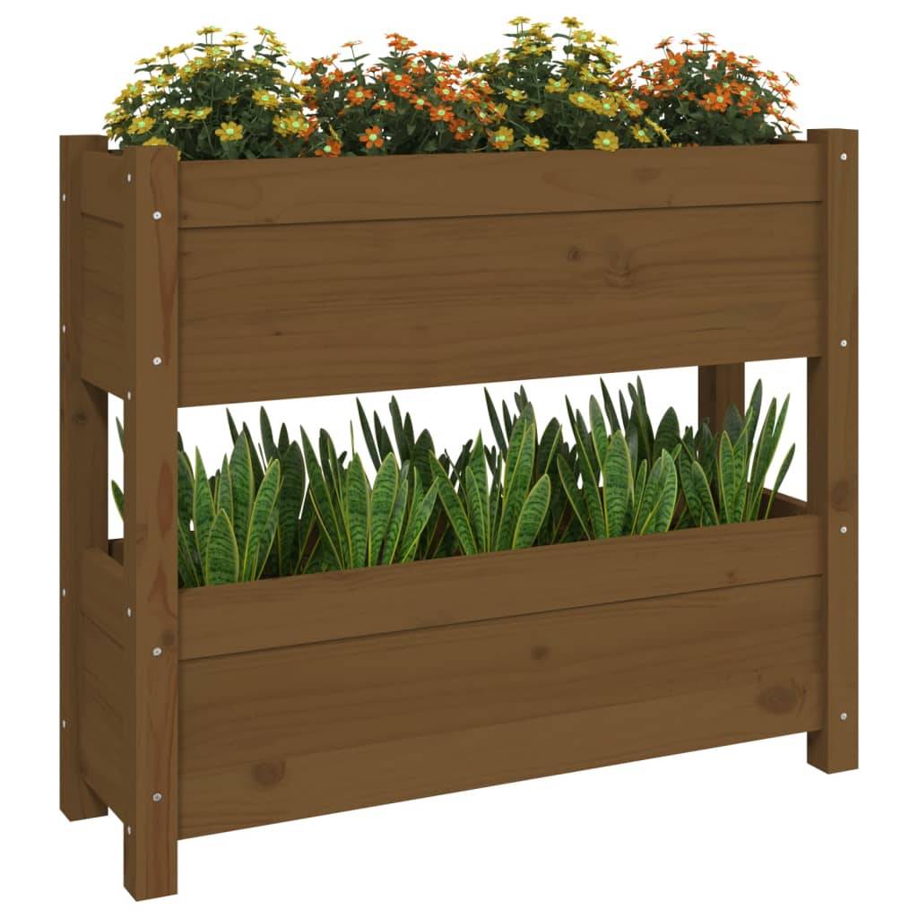 Jardinière | Pot de fleurs | Cache-pot | Bac à fleurs Marron miel 77x25x66 cm Bois massif de pin - Image 4