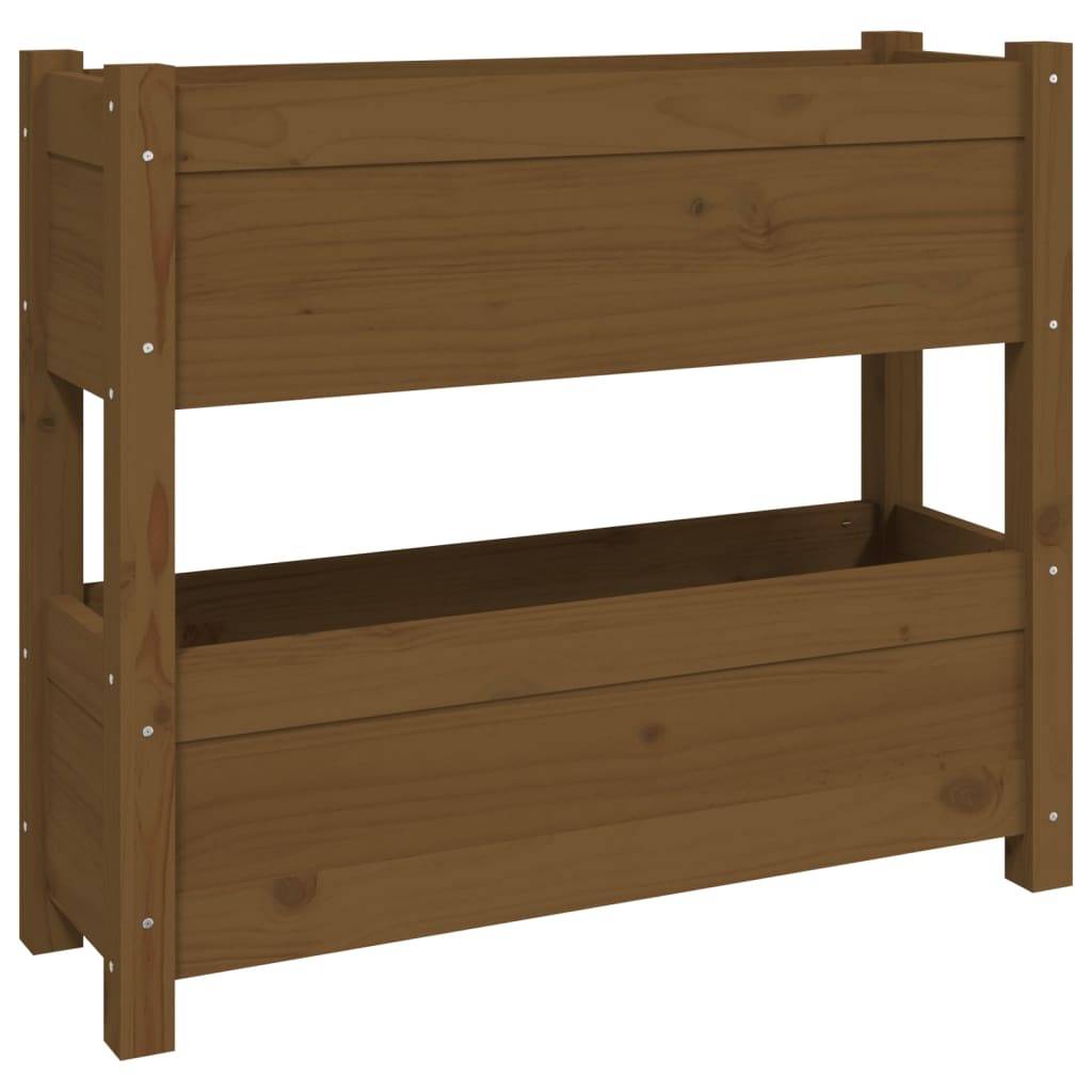 Jardinière | Pot de fleurs | Cache-pot | Bac à fleurs Marron miel 77x25x66 cm Bois massif de pin - Image 1