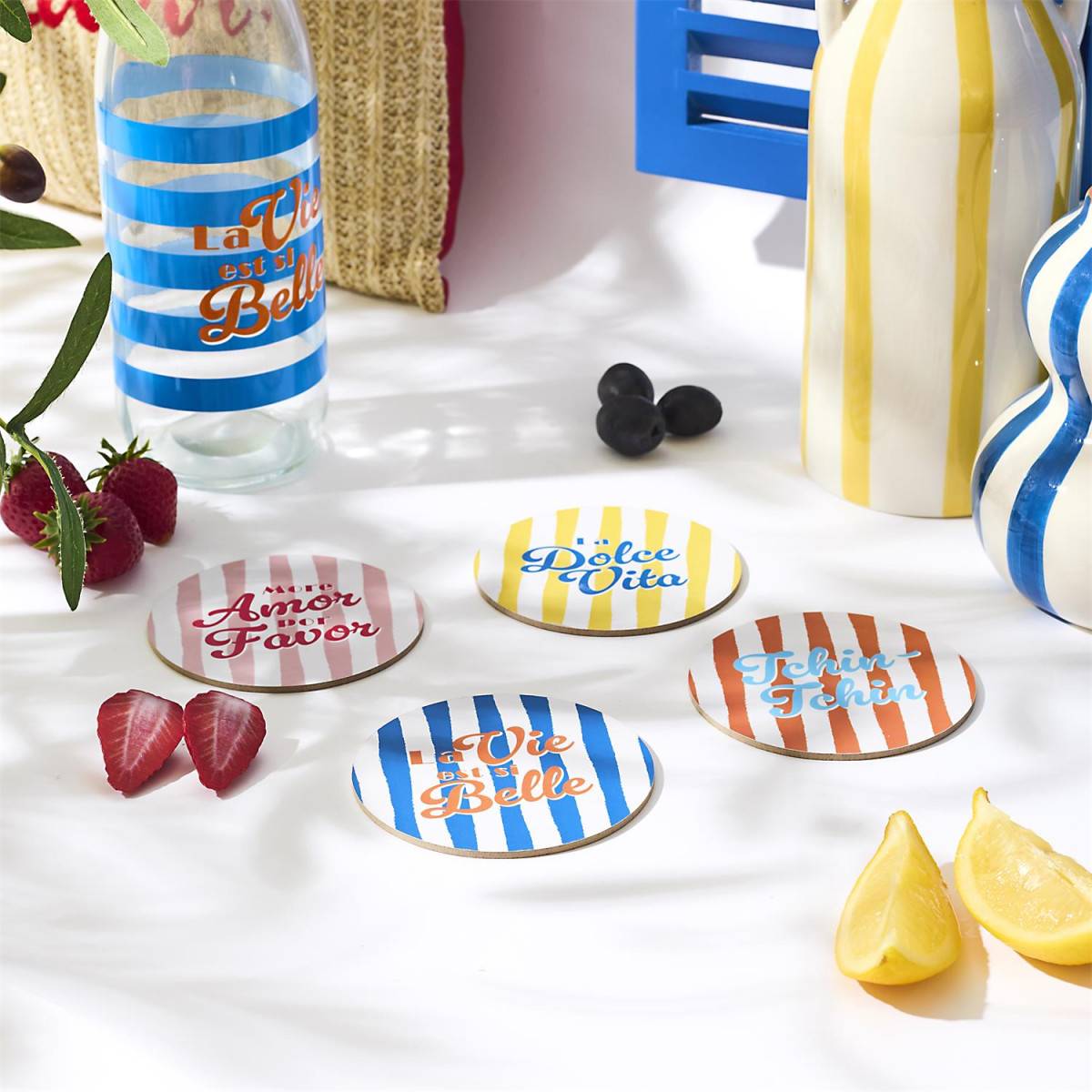 The Home Deco Factory - Lot de 4 Dessous de Verre "Dolce Vita" 10cm Multicolore - Image 3