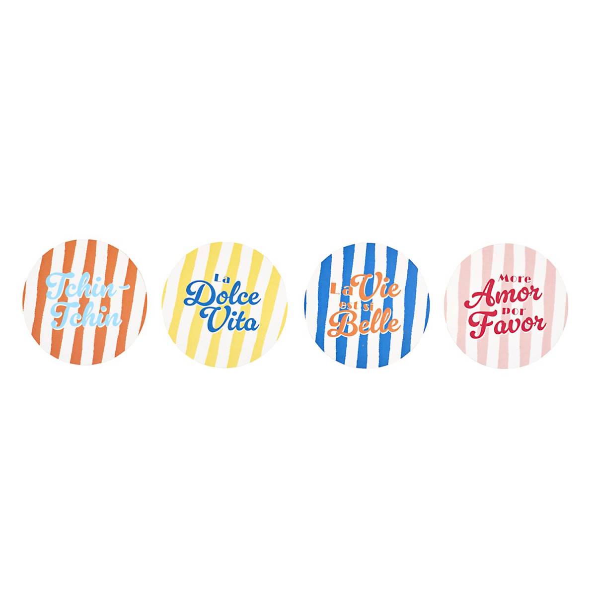 The Home Deco Factory - Lot de 4 Dessous de Verre "Dolce Vita" 10cm Multicolore - Image 1