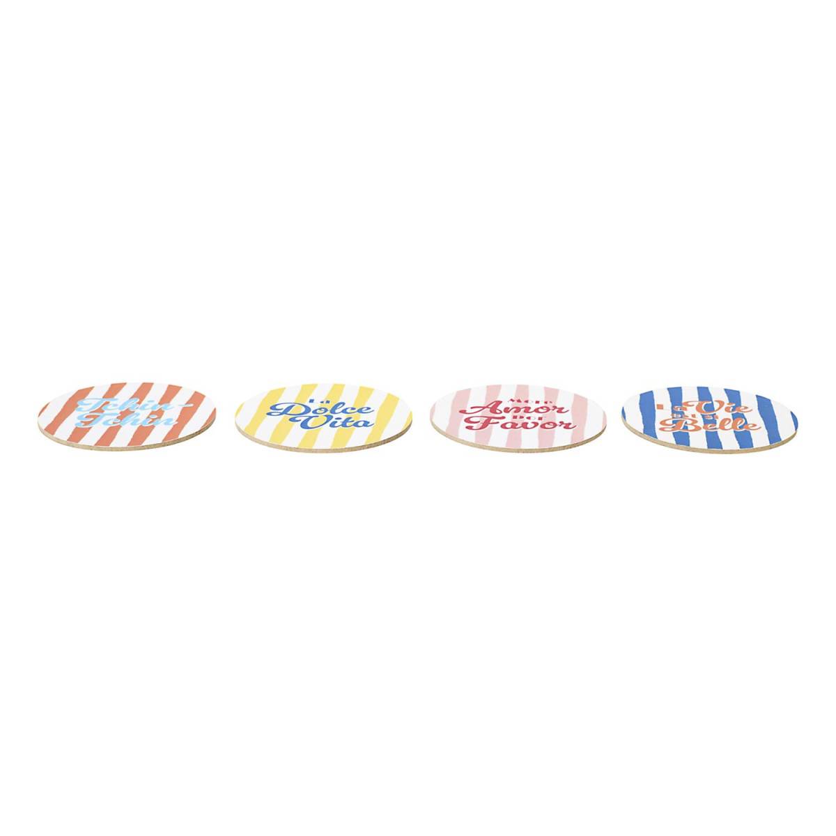 The Home Deco Factory - Lot de 4 Dessous de Verre "Dolce Vita" 10cm Multicolore - Image 2