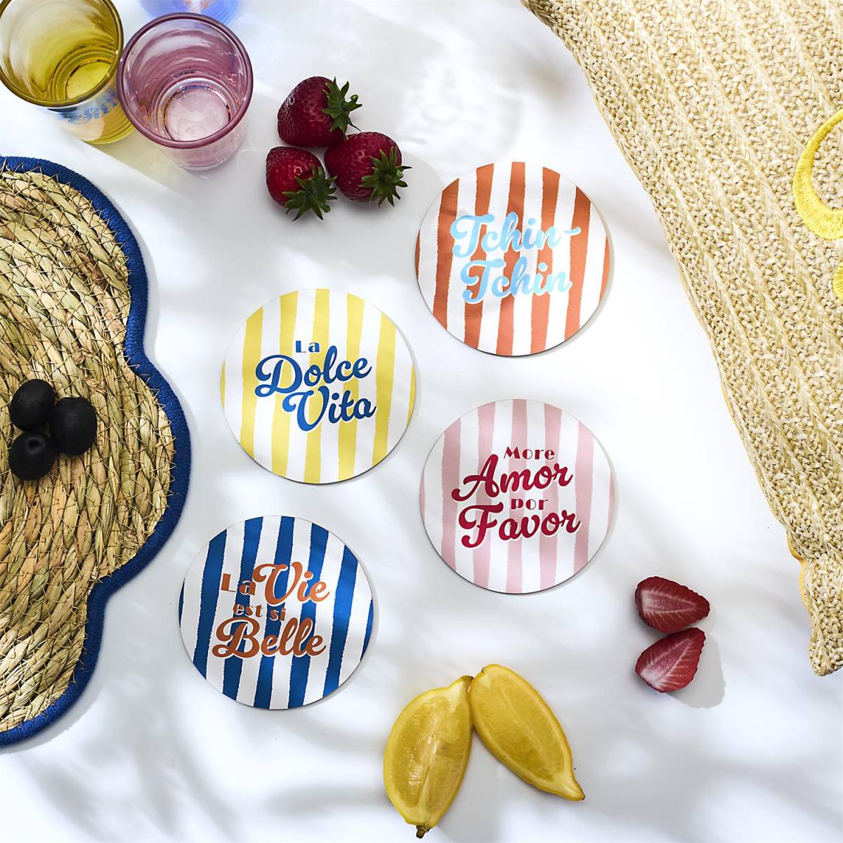 The Home Deco Factory - Lot de 4 Dessous de Verre "Dolce Vita" 10cm Multicolore - Image 4