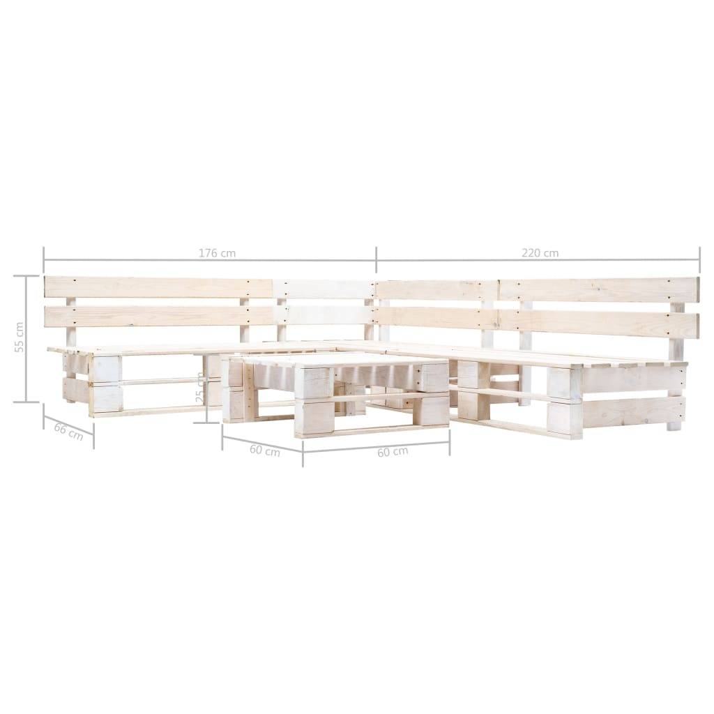 ComfortXL - Salon de Jardin Palette Modulable Bois de Pin 4 Pièces pour Terrasse Blanc – ComfortXL Outdoor Living - Image 3