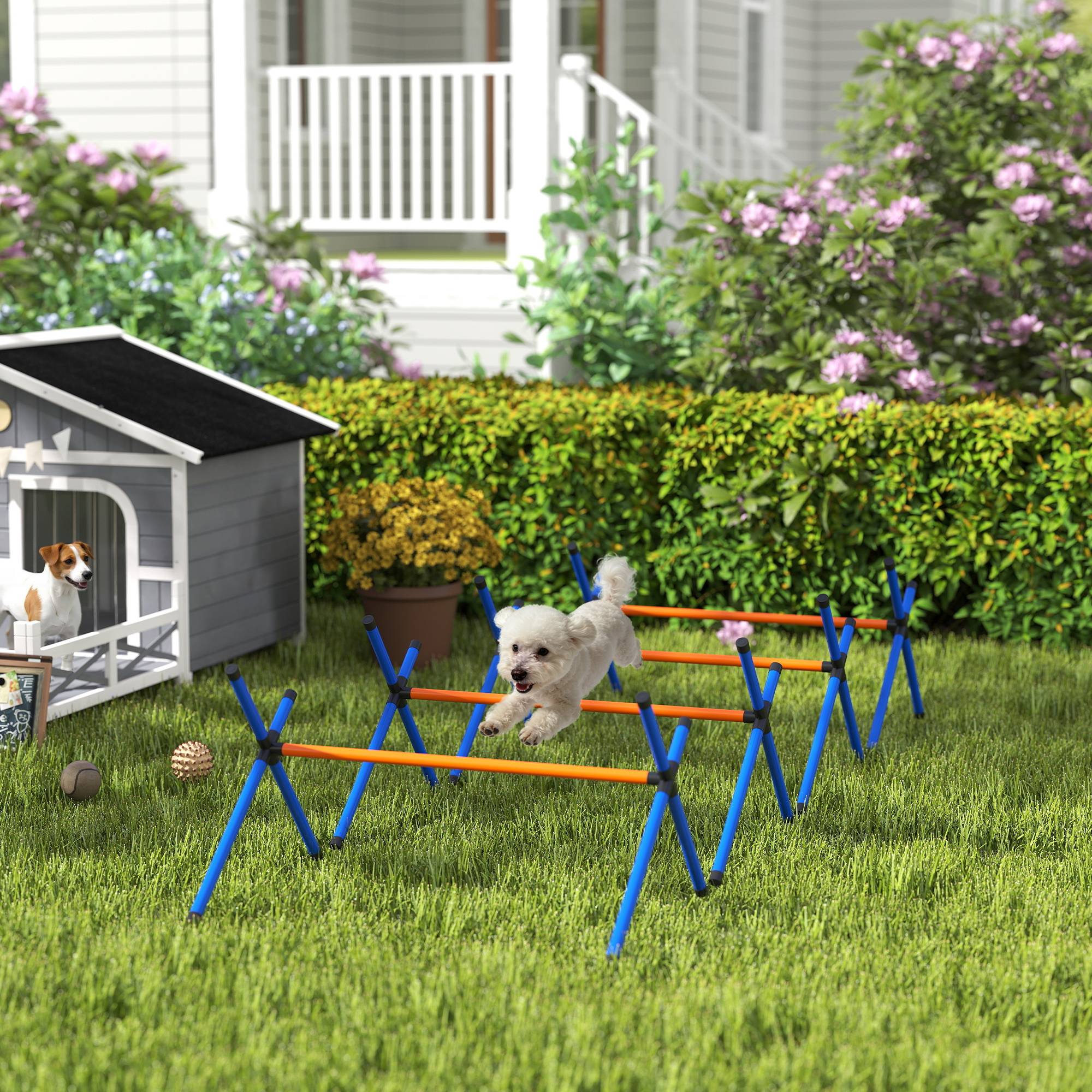 ComfortXL - Kit agilité chien en plastique 4 haies réglables 13 à 28 cm pour petits chiens - ComfortXL Outdoor Living - Image 3