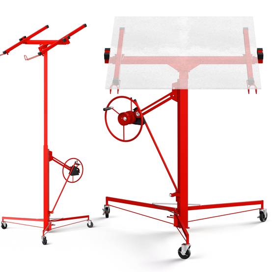 Lève-plaques XXL - Capacité 68kg, Hauteur Réglable 140-325cm,Rouge - Image 1