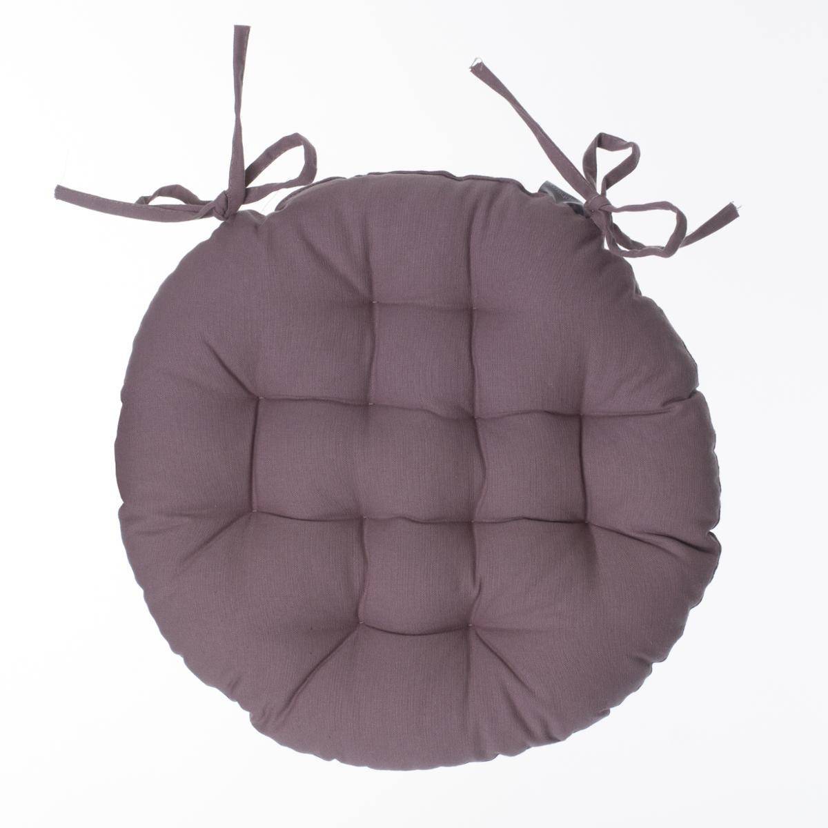 Lot de 4 Galettes de chaise en Coton Taupe D 38 cm - Image 3