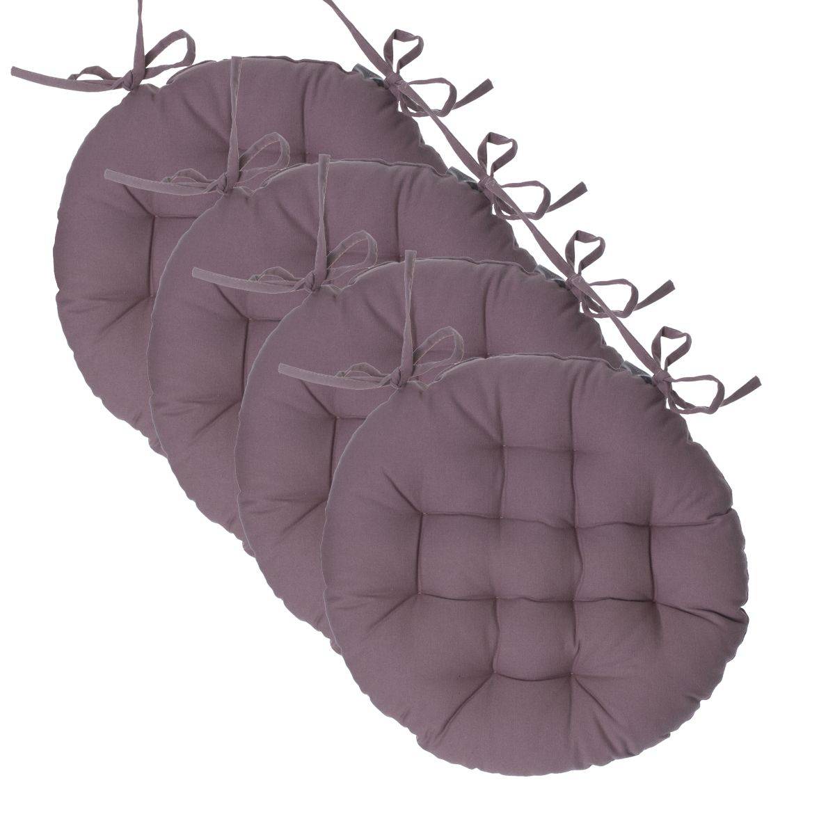 Lot de 4 Galettes de chaise en Coton Taupe D 38 cm - Image 1