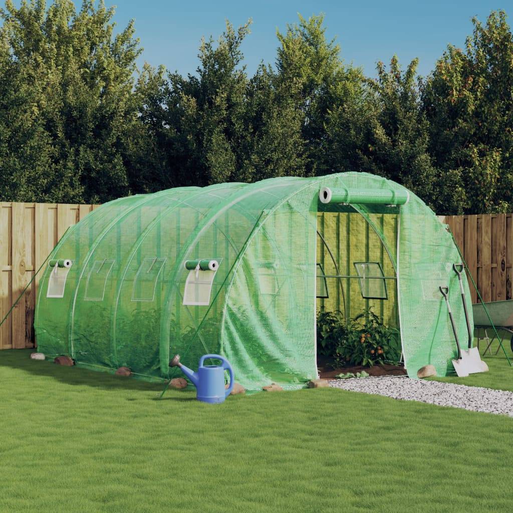 Serre de jardin 12m² - Serre de culture avec cadre en acier vert 4x3x2 m MAISON CHIC - Image 2