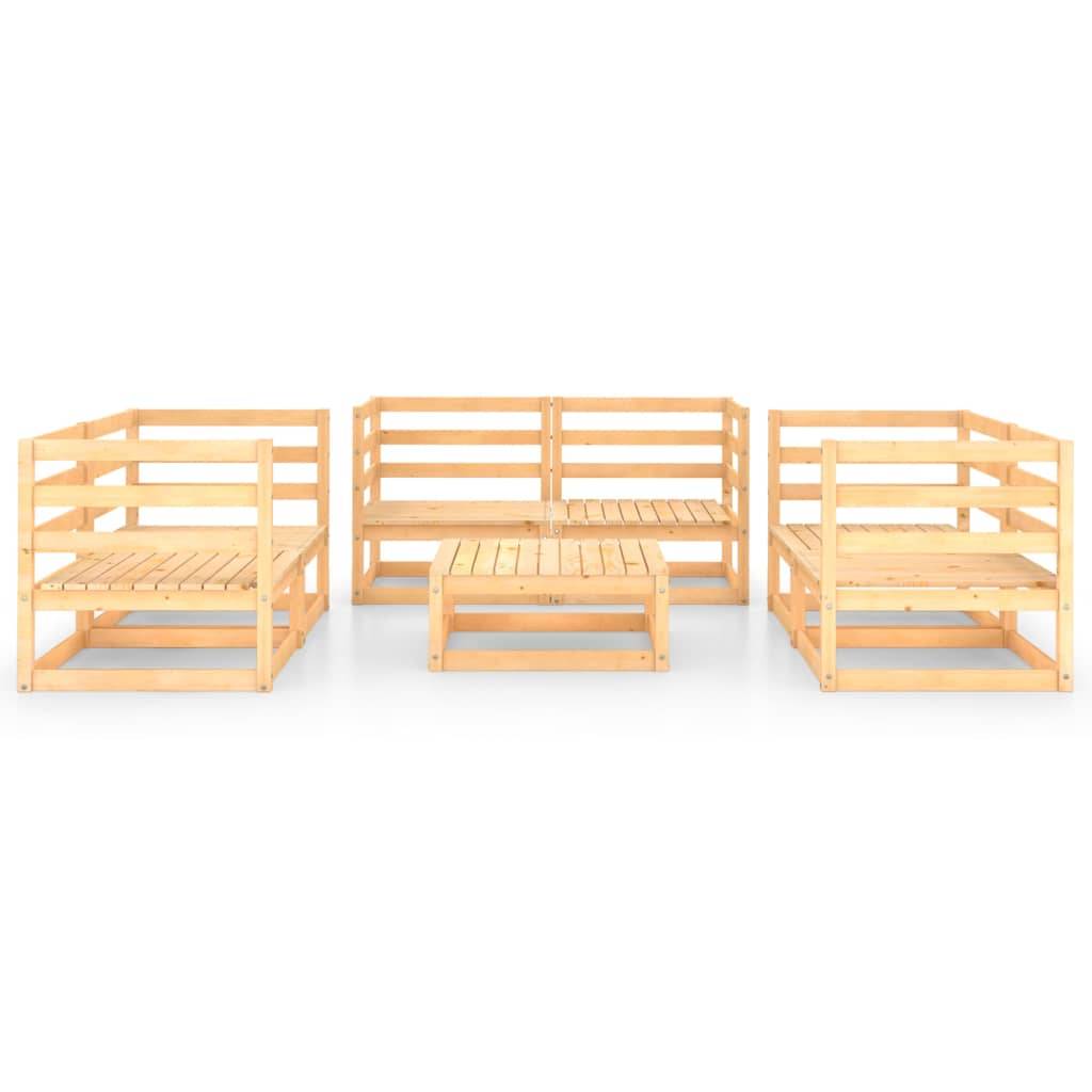 Helloshop26 - Salon de jardin meuble d'extérieur ensemble de mobilier 7 pièces bois de pin massif - Image 1