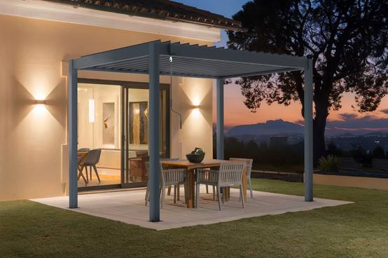 Pergola bioclimatique autoportée PIANA 3x2m aluminium gris - lames orientables - Image 3