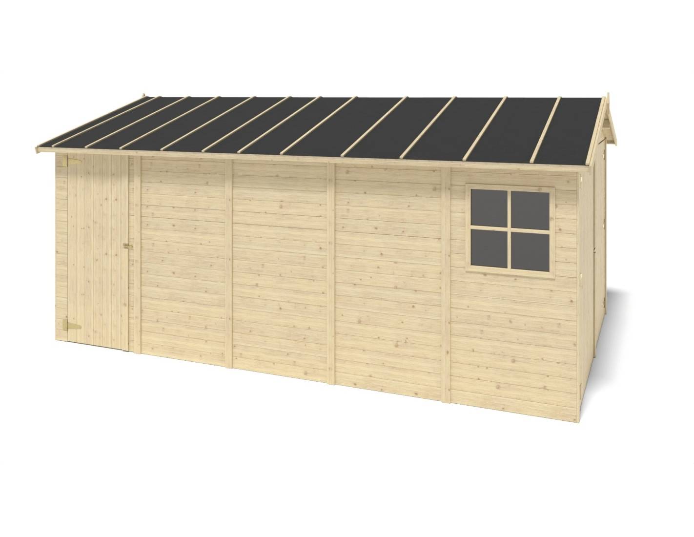Altanka - Garage en bois - 14.94m2 - 3.05x4.93m - Ep. 18mm - couleur: naturel - GAR28 - ALTANKA - Image 5
