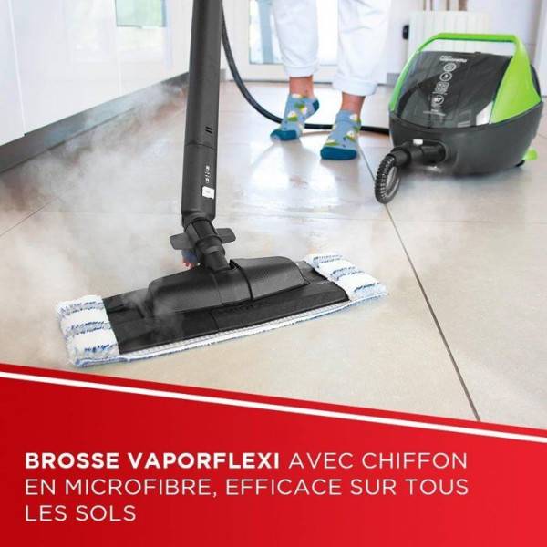 Balai - Nettoyeur Vapeur POLTI VAPORETTO Pro 95 Turbo Flexi - Nettoyeur Vapeur Multi-surfaces - 1100 W - 1,3 L - Noir / Vert - Image 4