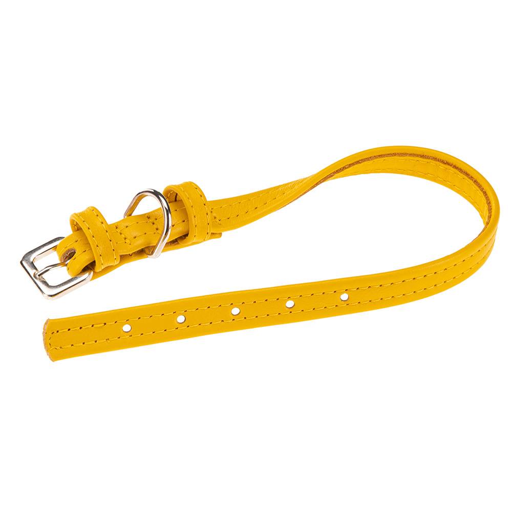 Ferplast - Collier pour Chiens VOGUE CF15/36, Cuir Véritable, Réglable, Boucle en Métal, Jaune - Image 1