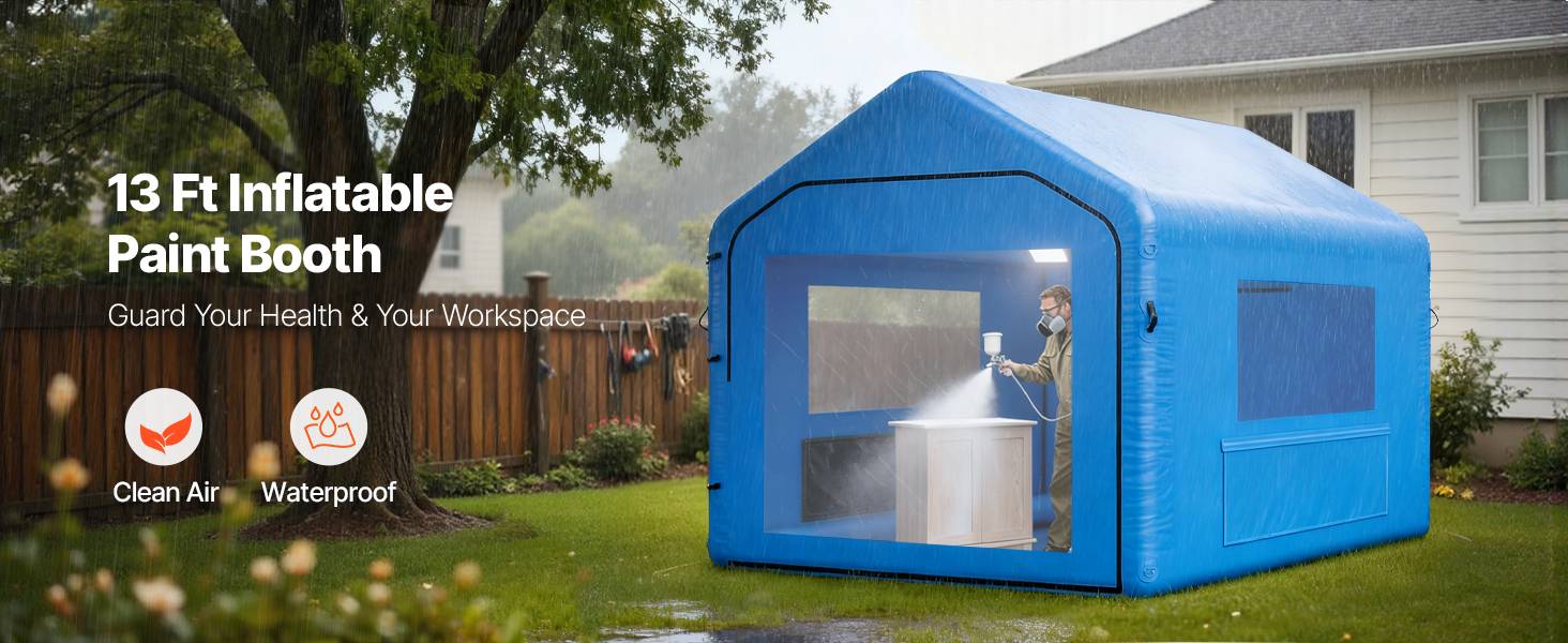 Vevor - VEVOR Cabine de peinture gonflable 4x3x2,8 m, tente de pulvérisation pour voiture avec souffleur 550 W et système de filtration d'air - Image 9