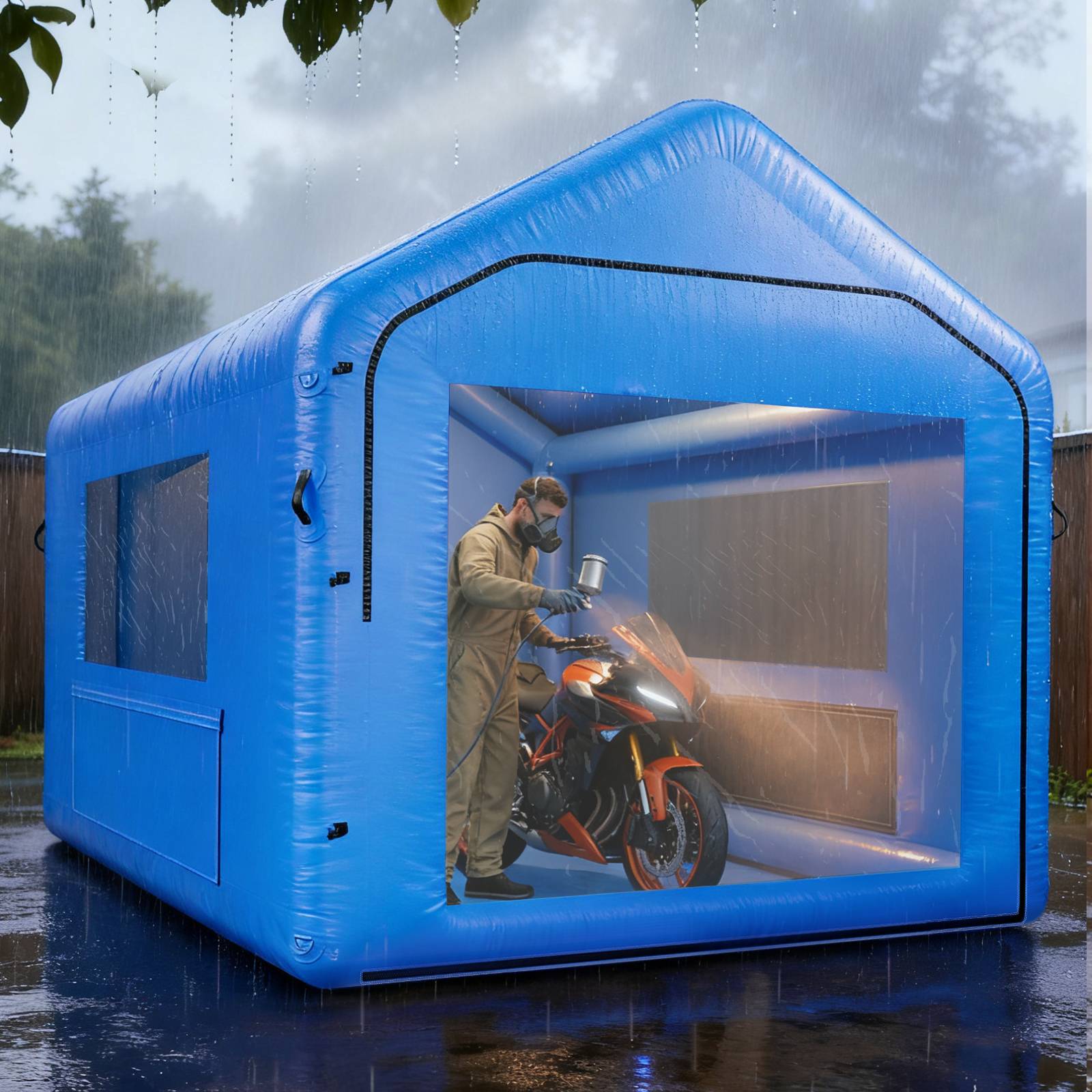 Vevor - VEVOR Cabine de peinture gonflable 4x3x2,8 m, tente de pulvérisation pour voiture avec souffleur 550 W et système de filtration d'air - Image 8