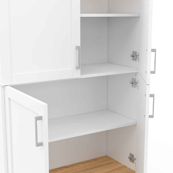 Buffet haut H. 125 cm VITO 4 portes blanc et bois - Image 6