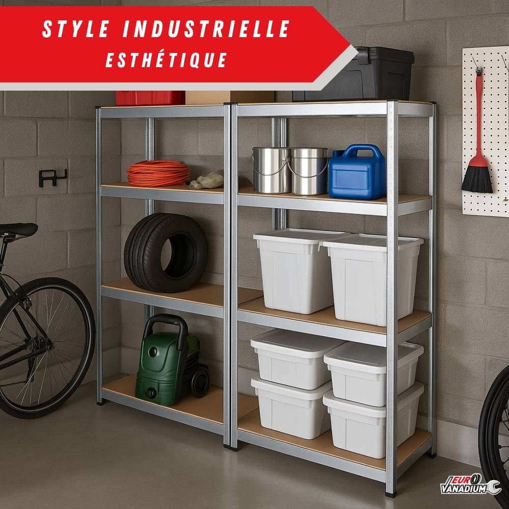 Étagère de garage métallique robuste 160x160cm : charge lourde, modulable, facile à monter 40 cm Gris - Image 2