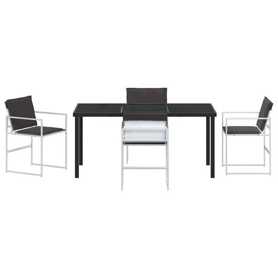 Ensemble de salle à manger de jardin acier et textilène blanc 160 x 80 x 73 cm, Poids:48.9kg - PANGIVO - Image 7