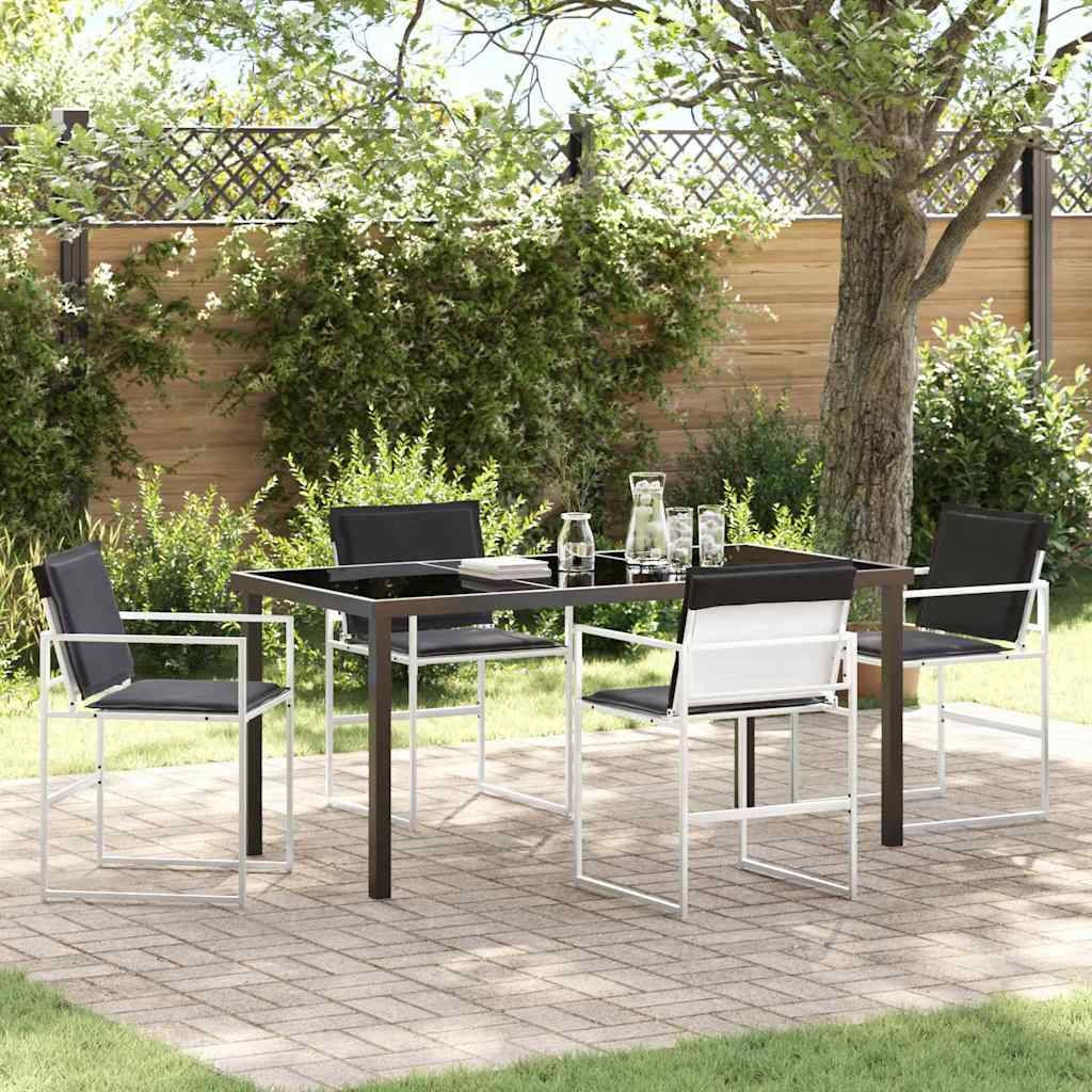 Ensemble de salle à manger de jardin acier et textilène blanc 160 x 80 x 73 cm, Poids:48.9kg - PANGIVO - Image 1