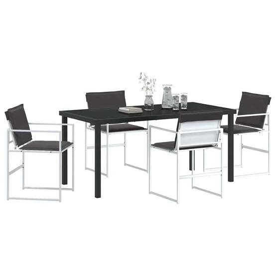 Ensemble de salle à manger de jardin acier et textilène blanc 160 x 80 x 73 cm, Poids:48.9kg - PANGIVO - Image 3