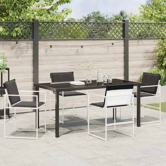 Ensemble de salle à manger de jardin acier et textilène blanc 160 x 80 x 73 cm, Poids:48.9kg - PANGIVO - Image 4