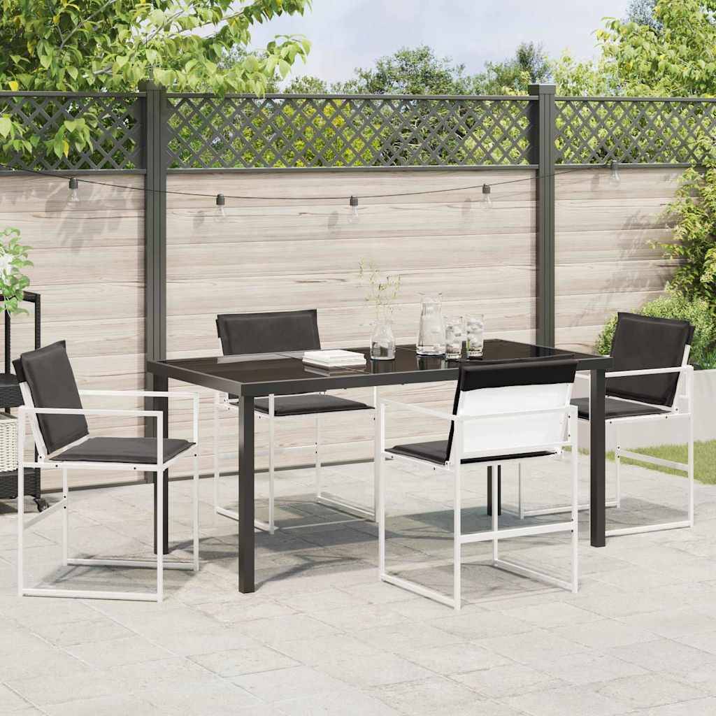 Ensemble de salle à manger de jardin acier et textilène blanc 160 x 80 x 73 cm, Poids:48.9kg - PANGIVO - Image 4
