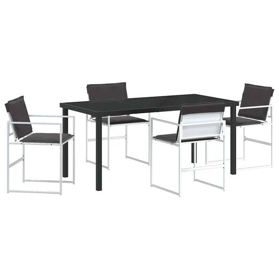 Ensemble de salle à manger de jardin acier et textilène blanc 160 x 80 x 73 cm, Poids:48.9kg - PANGIVO - Image 2