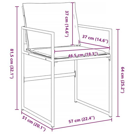 Ensemble de salle à manger de jardin acier et textilène blanc 160 x 80 x 73 cm, Poids:48.9kg - PANGIVO - Image 8