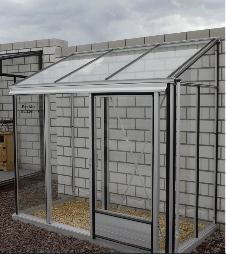 5m² - Serre en polycarbonate 8 mm alvéolés - Euro Midi serre adossée - Alu - 5m² - ALUMINIUM - L'atelier Des Serres - Image 2
