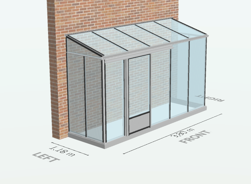 5m²  -  Serre en polycarbonate 8 mm alvéolés  - Euro Midi serre adossée - Alu - 5m² - ALUMINIUM - L'atelier Des Serres - Image 3