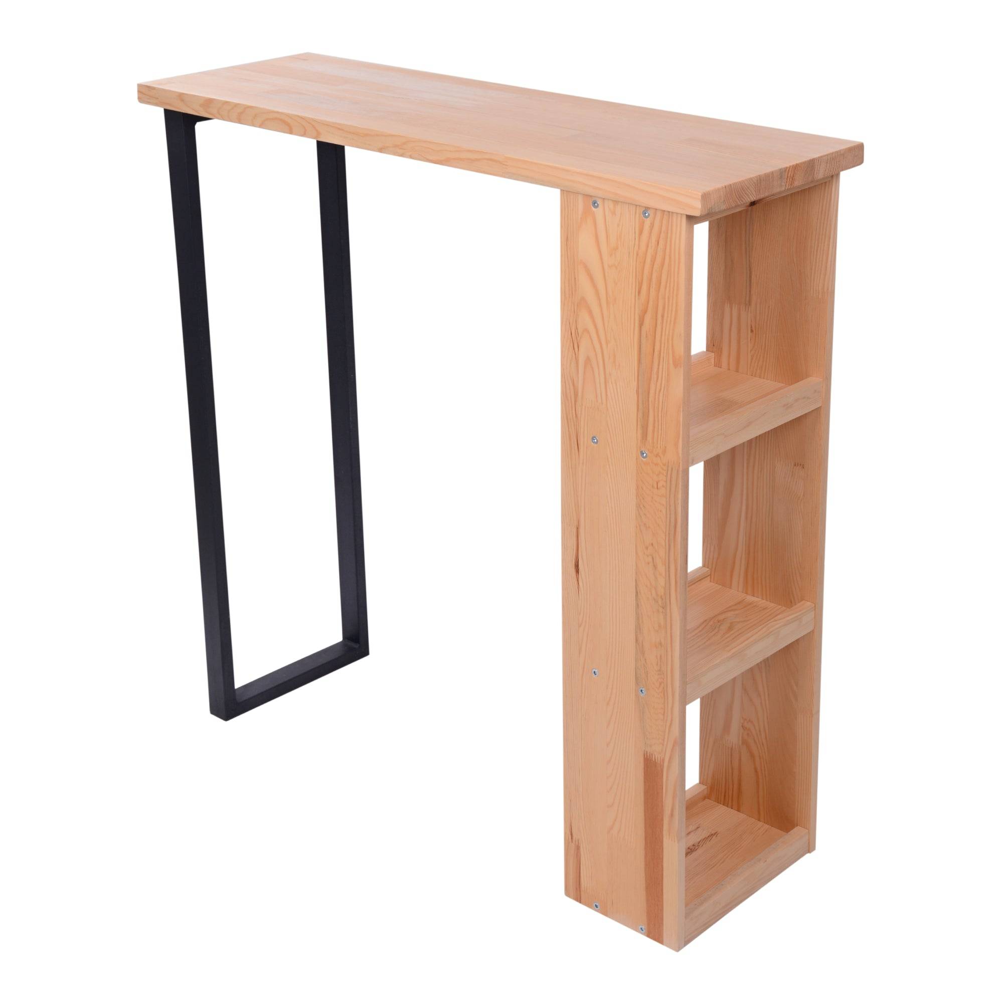 Helloshop26 - Table de bar avec étagère intégrée 89,5 x 90 x 29 cm bois de pin - Image 1