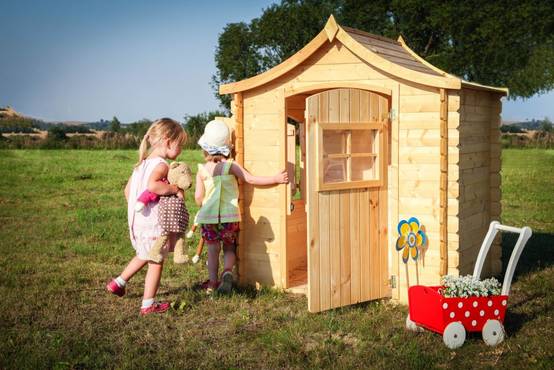 Timbela - Maison en bois pour enfants 112x146xH152 cm / 1.1 m² sans plancher - Maison jardin enfant exterieur bois - 19 mm d’épaisseur - Timbela M550-1 - Image 1