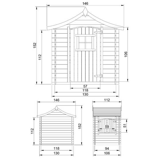 Timbela - Maison en bois pour enfants 112x146xH152 cm / 1.1 m² sans plancher - Maison jardin enfant exterieur bois - 19 mm d’épaisseur - Timbela M550-1 - Image 6