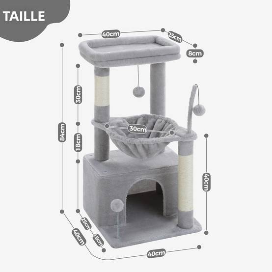 Petit Arbre à Chat 83 cm avec Grand Condo Gris PAWZ Road - Image 2