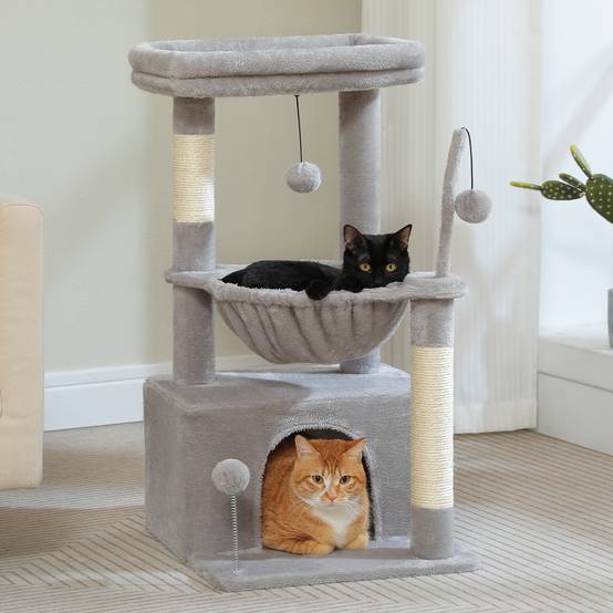 Petit Arbre à Chat 83 cm avec Grand Condo Gris PAWZ Road - Image 3