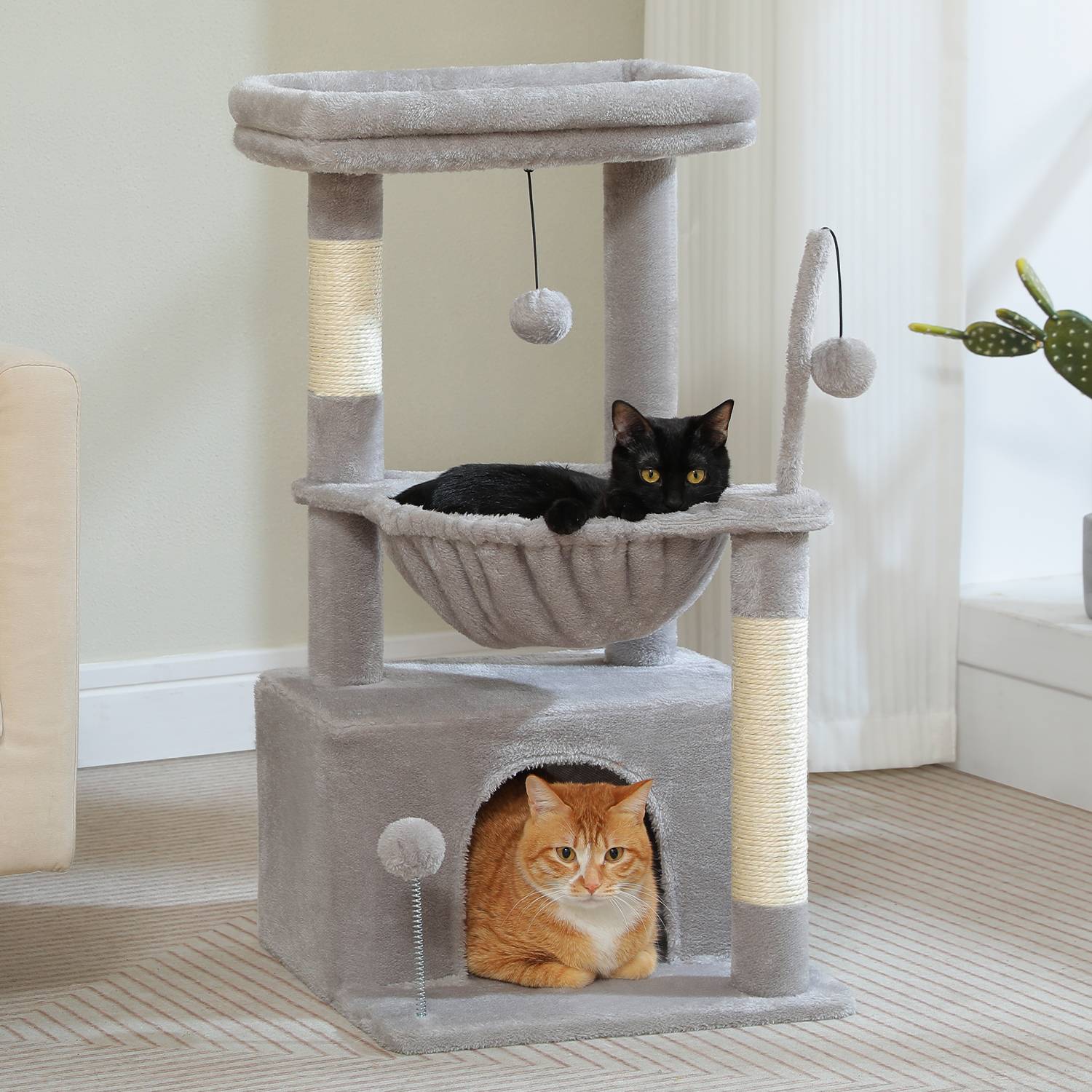 Petit Arbre à Chat 83 cm avec Grand Condo Gris PAWZ Road - Image 3