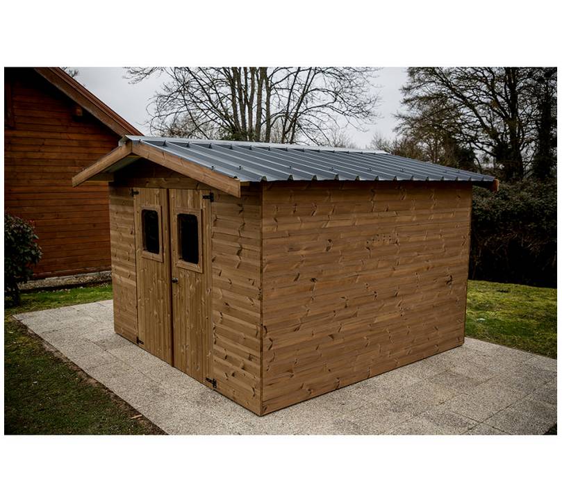 Habrita - Abri THIERS madriers - 7,81 m² sans plancher - toit double pente bac acier Habrita - Image 3