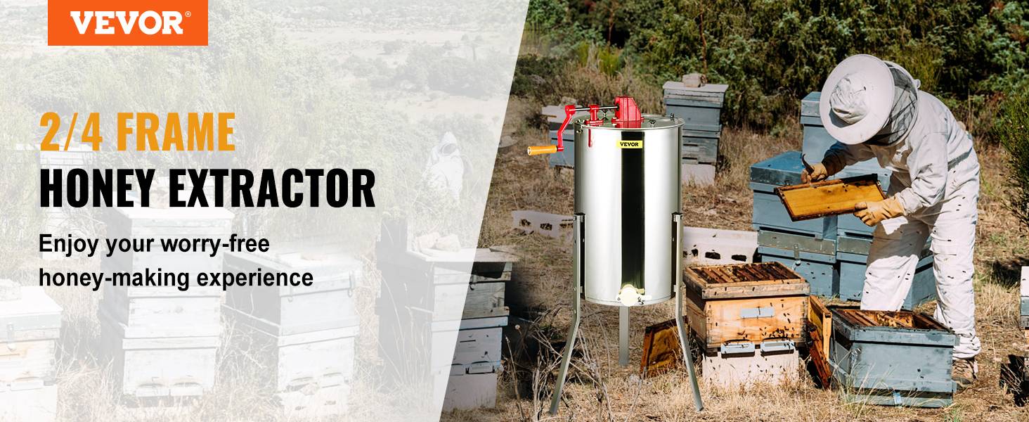 Extracteur de miel manuel 2/4 cadres inox, couvercle, hauteur réglable, apiculture. - Image 9