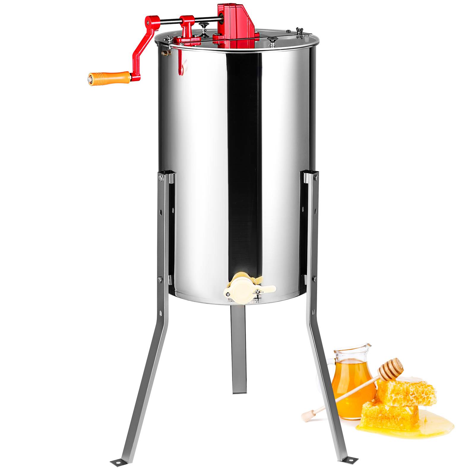 Extracteur de miel manuel 2/4 cadres inox, couvercle, hauteur réglable, apiculture. - Image 1