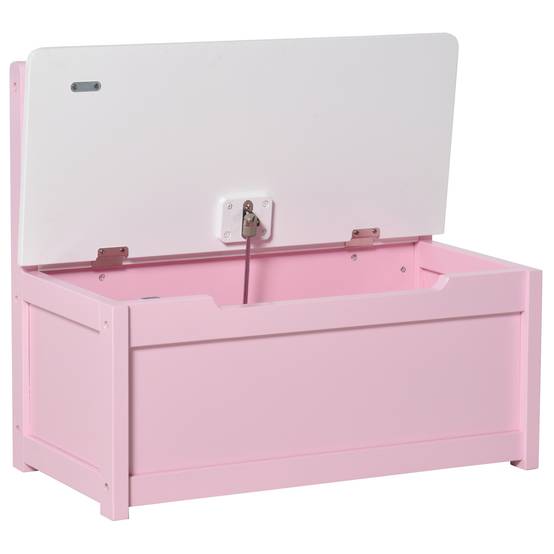 Banc de Rangement Enfant avec Dossier et Couvercle Amorti, 40 kg, Salle de Jeux/Chambre, 60 x 30 x 50 cm, Rose/Blanc - Image 9